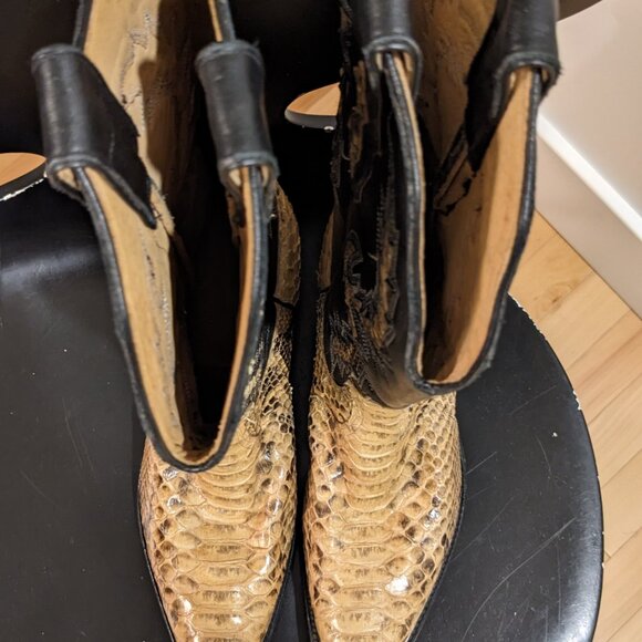 Sena Handmade Snakeskin Cowboy Boots Mens 8.5 - Picture 3 of 7